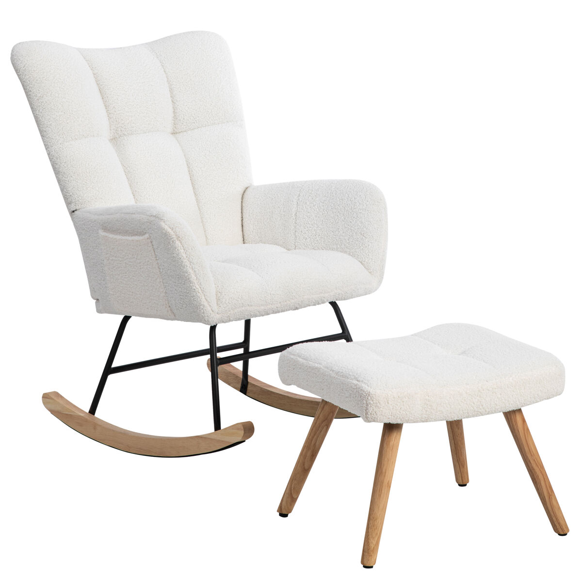Sillón mecedora de poliéster con 1 reposapiés