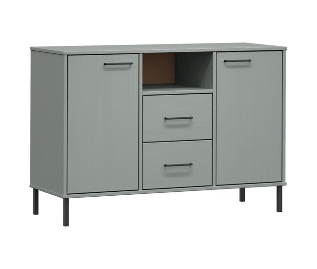 Vidaxl aparador con patas metal oslo madera maciza gris 113x40x77 cm
