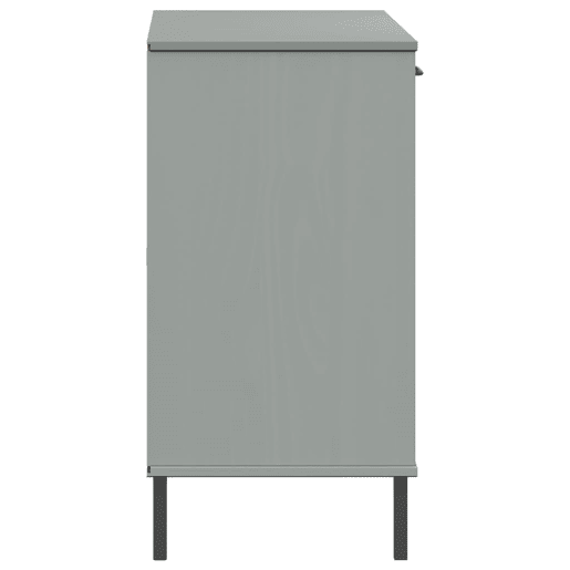 vidaXL Aparador c pernas de metal 113x40x77 madeira maciça OSLO cinza
