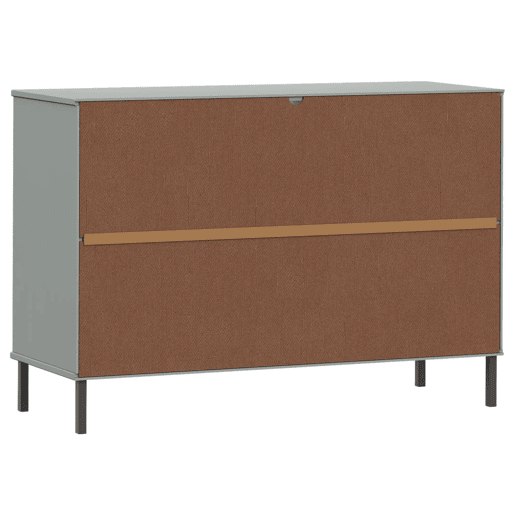 vidaXL Aparador c pernas de metal 113x40x77 madeira maciça OSLO cinza