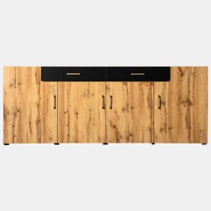 Aparador de painel de partículas com 4 portas e 2 gavetas,natural