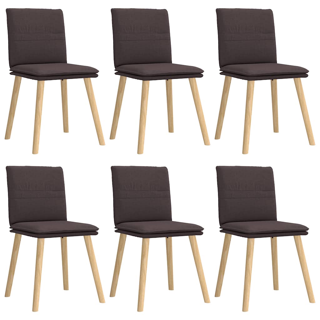 Vidaxl sillas de comedor 6 unidades tela marrón oscuro