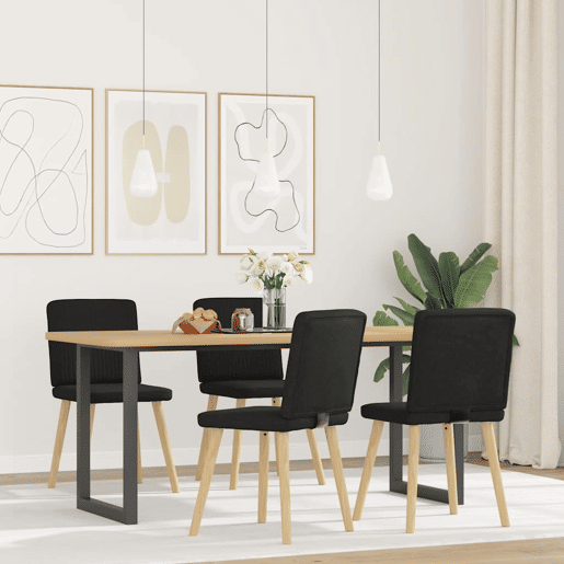 vidaXL Cadeiras de jantar 4 pcs tecido preto vidaXL Cadeiras de jantar 4 pcs tecido preto