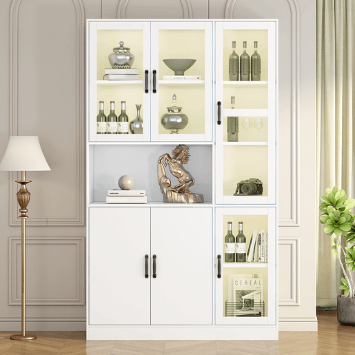Vitrine de mdf com 6 portas e luz led,branco Vitrine de mdf com 6 portas e luz led,branco