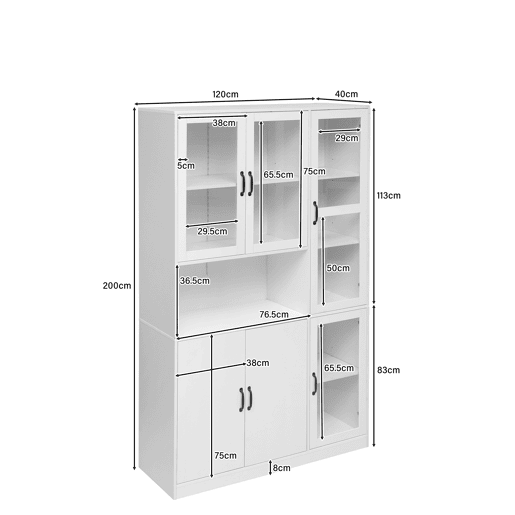 Vitrine de mdf com 6 portas e luz led,branco Vitrine de mdf com 6 portas e luz led,branco