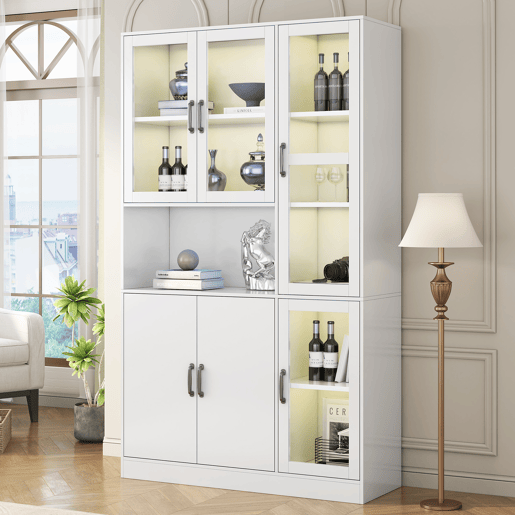 Vitrine de mdf com 6 portas e luz led,branco Vitrine de mdf com 6 portas e luz led,branco