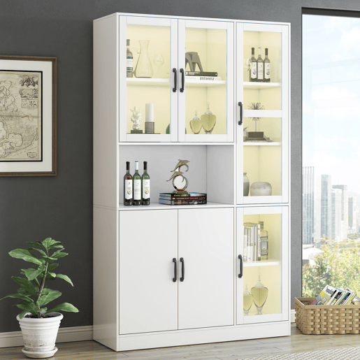 Vitrine de mdf com 6 portas e luz led,branco Vitrine de mdf com 6 portas e luz led,branco