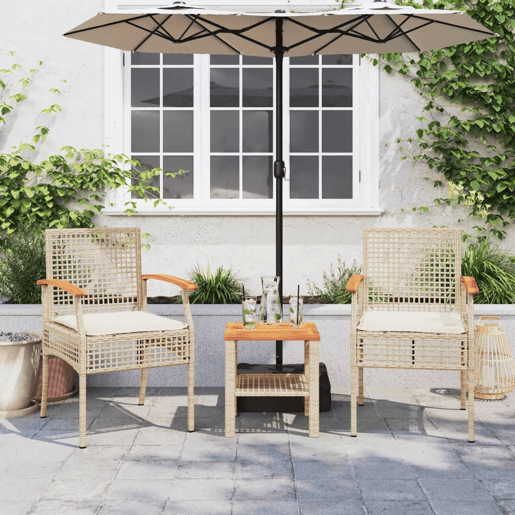 Cadeiras de jardim - Cadeiras de exterior com almofadões 2 pcs vime PEacácia bege