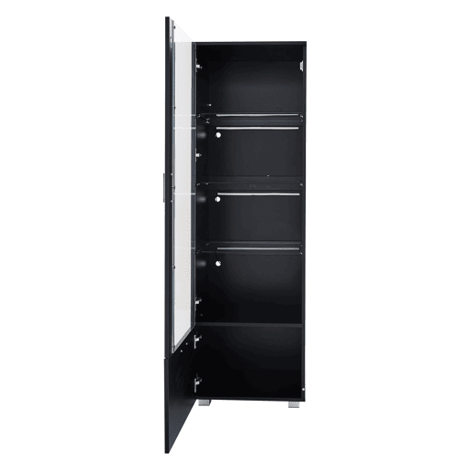 Vitrine de painel de partículas com 1 porta,1 gaveta e luz led,preto