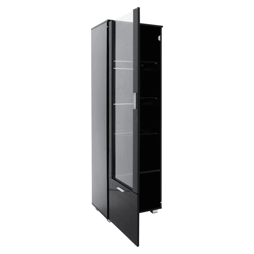 Vitrine de painel de partículas com 1 porta,1 gaveta e luz led,preto