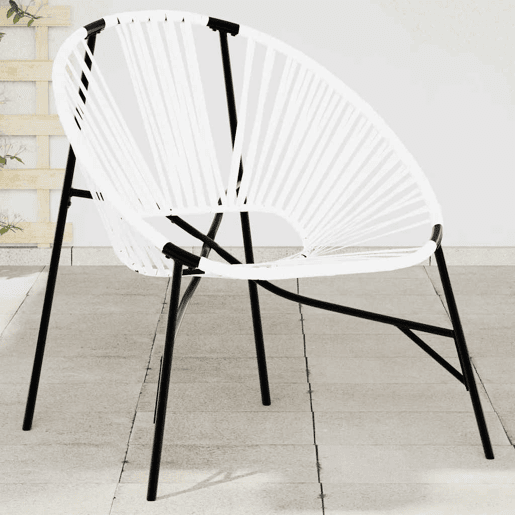 Cadeira de jardim - Cadeira de exterior em forma de ovo vime PE preto e branco