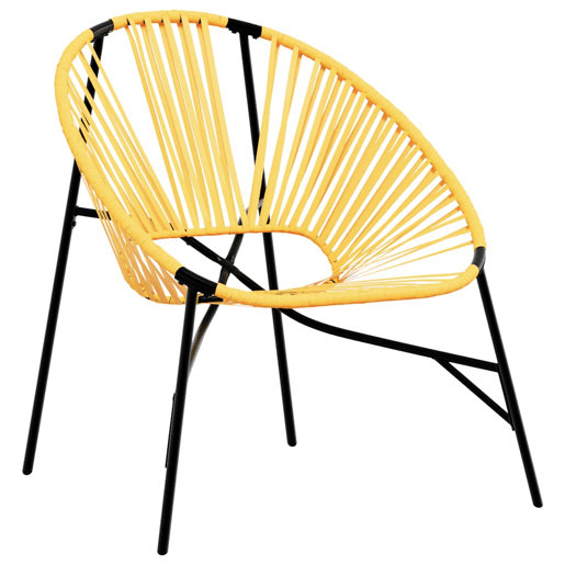 Cadeira de jardim - Cadeira de exterior em forma de ovo vime PE preto e amarelo