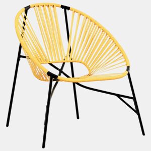 Cadeira de jardim - Cadeira de exterior em forma de ovo vime PE preto e amarelo