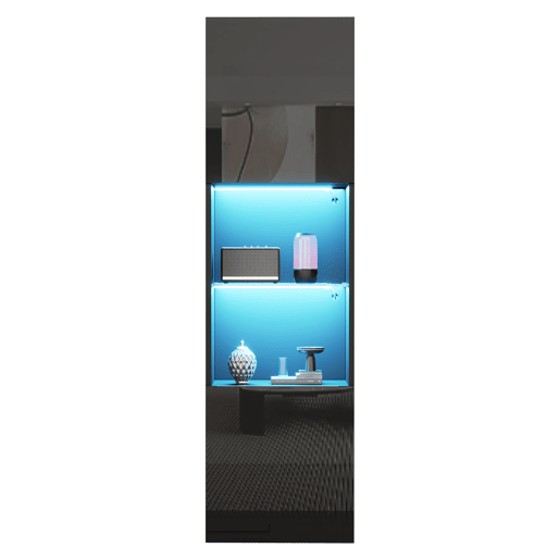 Vitrine de painel de partÃculas com 2 portas e luz led,preto Vitrine de painel de partÃculas com 2 portas e luz led,preto