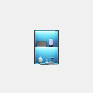 Vitrine de painel de partículas com 2 portas e luz led,preto