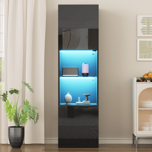 Vitrine de painel de partÃculas com 2 portas e luz led,preto Vitrine de painel de partÃculas com 2 portas e luz led,preto