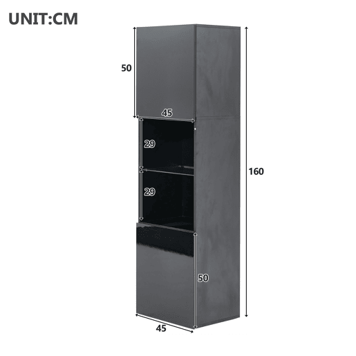 Vitrine de painel de partÃculas com 2 portas e luz led,preto Vitrine de painel de partÃculas com 2 portas e luz led,preto