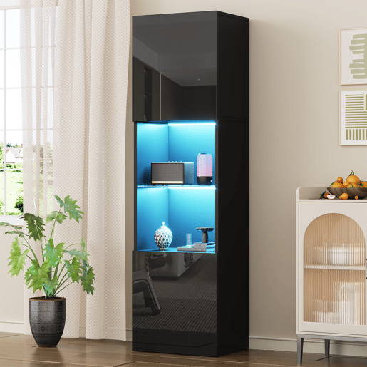 Vitrine de painel de partÃculas com 2 portas e luz led,preto Vitrine de painel de partÃculas com 2 portas e luz led,preto