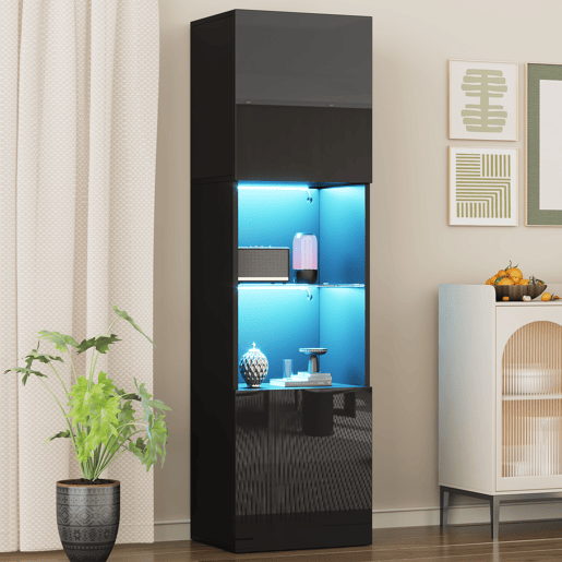 Vitrine de painel de partÃculas com 2 portas e luz led,preto Vitrine de painel de partÃculas com 2 portas e luz led,preto