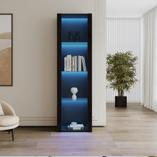 Vitrine de painel de partículas com luz led,preto