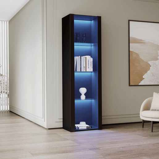 Vitrine de painel de partículas com luz led,preto