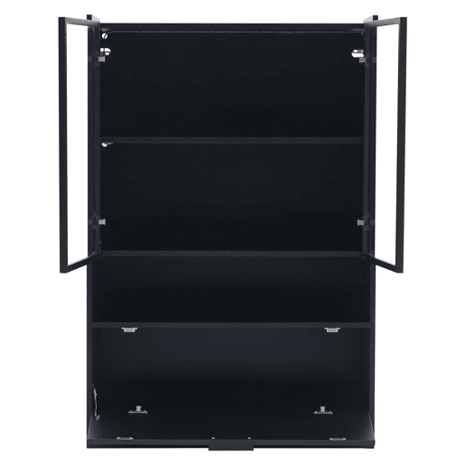 Vitrine de painel de partículas com 3 portas e luz led,preto
