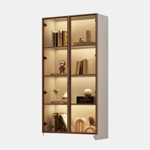 Vitrine de painel de partículas com 2 portas e luz led,branco