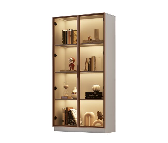 Vitrina de panel de partículas con 2 puertas y luz led,blanco