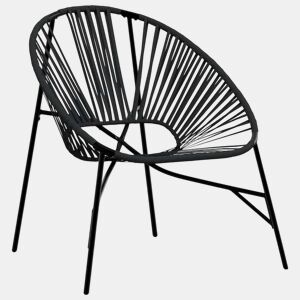 Cadeira de jardim - Cadeira de exterior em forma de ovo vime PE preto