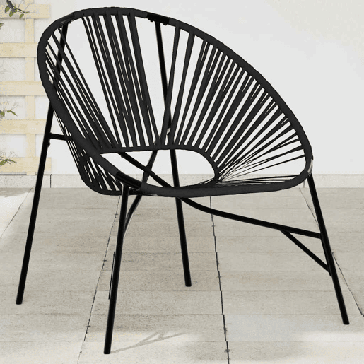 Cadeira de jardim - Cadeira de exterior em forma de ovo vime PE preto