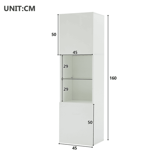 Vitrine de painel de partículas com 2 portas e luz led,branco