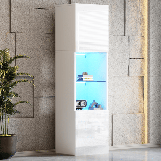 Vitrine de painel de partículas com 2 portas e luz led,branco