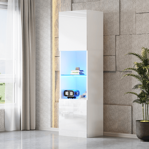 Vitrine de painel de partículas com 2 portas e luz led,branco