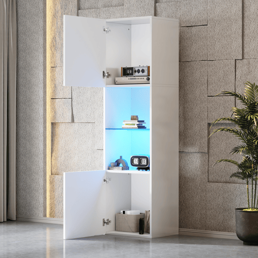Vitrine de painel de partículas com 2 portas e luz led,branco