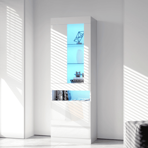 Vitrine de painel de partículas com 2 portas e luz led,branco