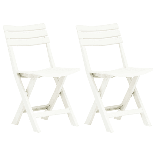 Cadeiras de jardim - Cadeiras de exterior dobráveis 2 pcs plástico branco