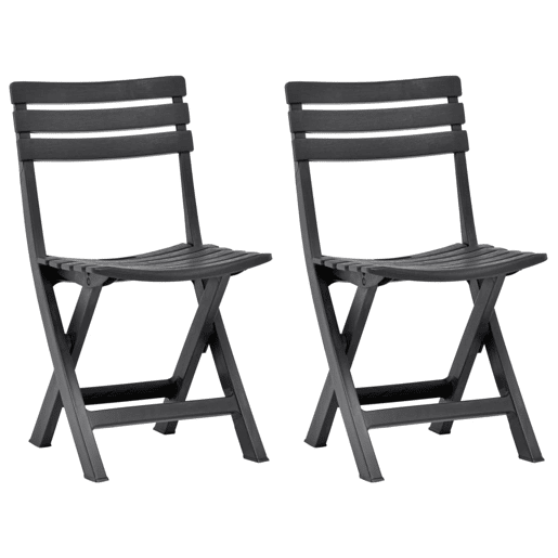 Cadeiras de jardim - Cadeiras de exterior dobráveis 2 pcs plástico antracite