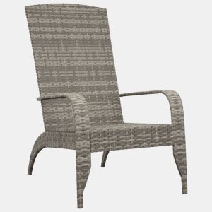 Cadeira de jardim - Cadeira de exterior Adirondack vime PE cinzento