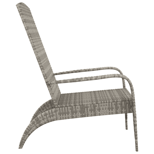 Cadeira de jardim - Cadeira de exterior Adirondack vime PE cinzento Cadeira de jardim - Cadeira de exterior Adirondack vime PE cinzento
