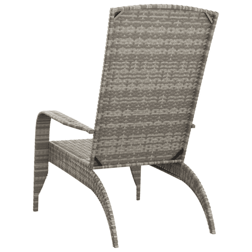 Cadeira de jardim - Cadeira de exterior Adirondack vime PE cinzento Cadeira de jardim - Cadeira de exterior Adirondack vime PE cinzento
