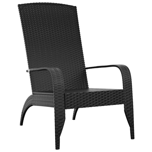 Cadeira de jardim - Cadeira de exterior Adirondack vime PE preto Cadeira de jardim - Cadeira de exterior Adirondack vime PE preto