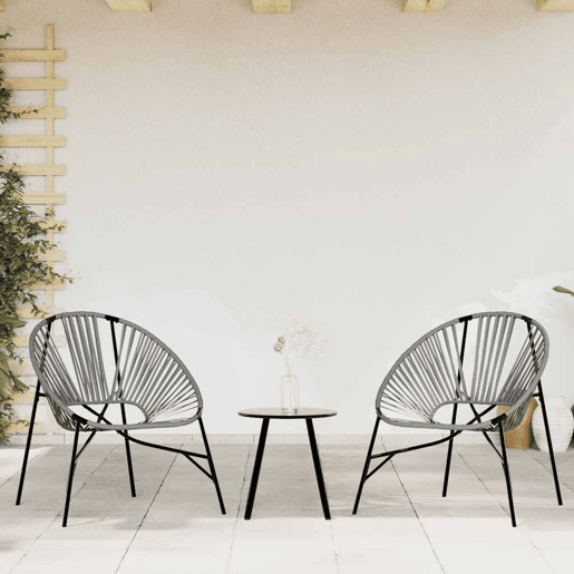 Cadeira de jardim - Cadeira de exterior em forma de ovo vime PE preto e cinza-claro