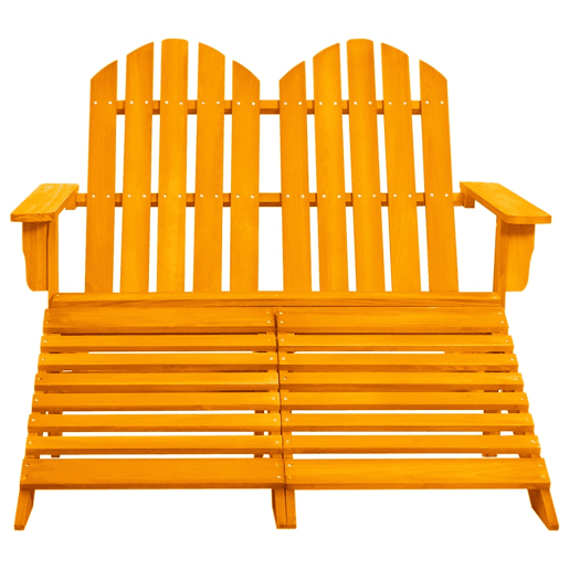 Cadeira de jardim - Cadeira de exterior e otomano Adirondack 2 lugares abeto laranja
