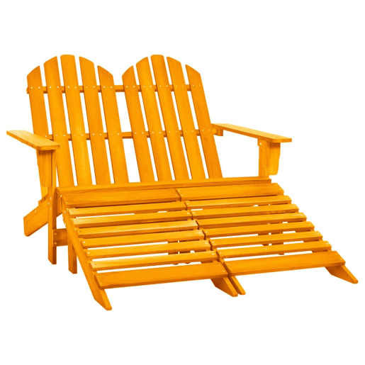 Cadeira de jardim - Cadeira de exterior e otomano Adirondack 2 lugares abeto laranja