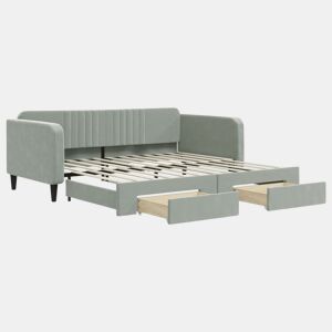 Sofá-cama, Sofá conversível c gavetão e gavetas 100x200 cm veludo cinzento-claro
