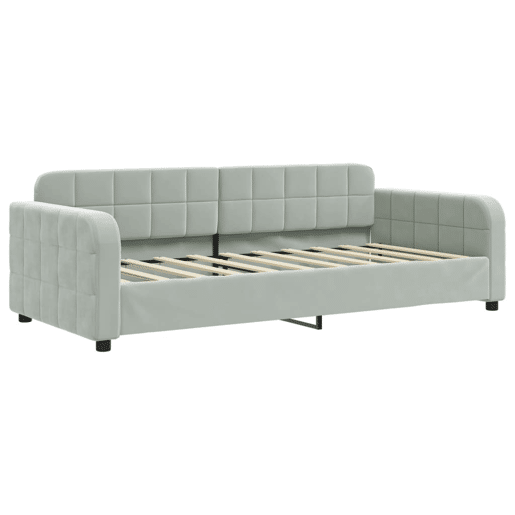 Sofá-cama, Sofá conversível com colchão 90x190 cm veludo cinzento-claro