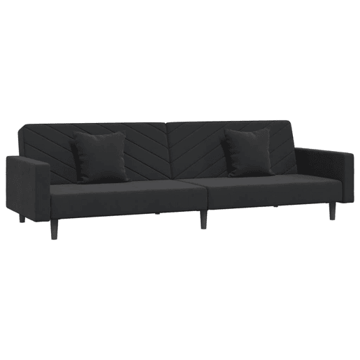 Sofá-cama, Sofá conversível 2 lugares com duas almofadas veludo preto