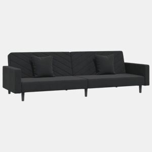 Sofá-cama, Sofá conversível 2 lugares com duas almofadas veludo preto
