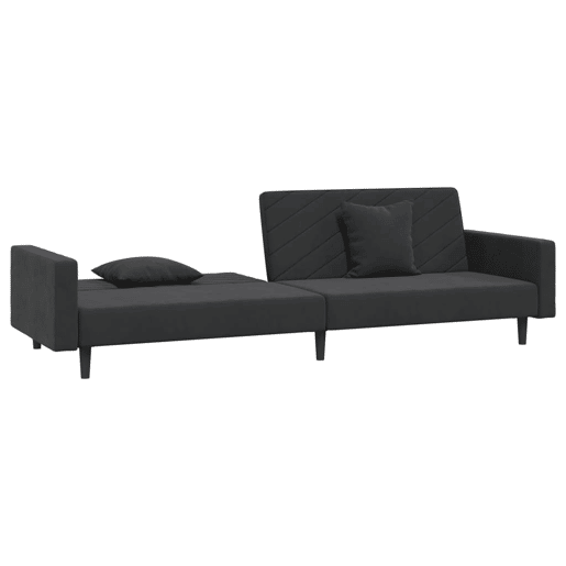 Sofá-cama, Sofá conversível 2 lugares com duas almofadas veludo preto