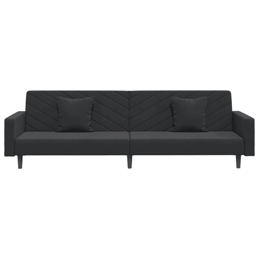 Sofá-cama, Sofá conversível 2 lugares com duas almofadas veludo preto